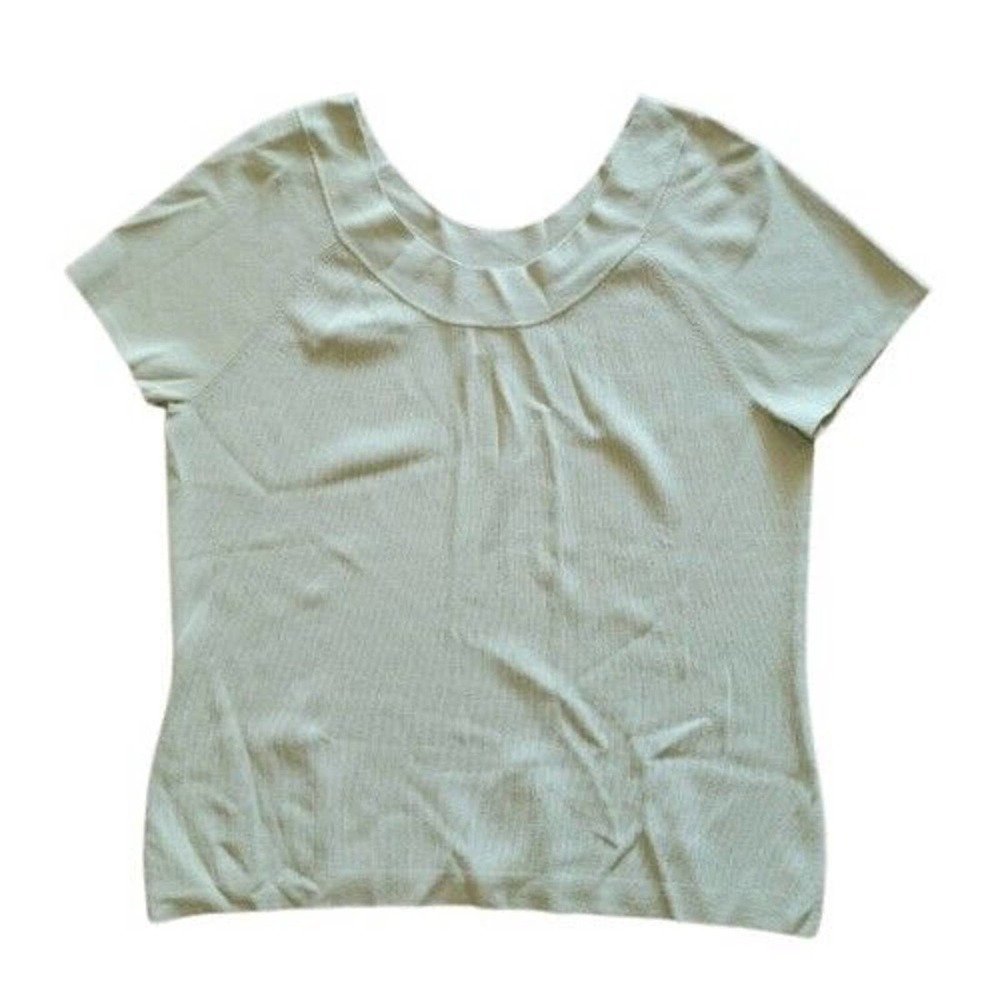 Talbots Shirt Womens Large Chartreuse Green Short Sleeve Knit Basic Everyday Top